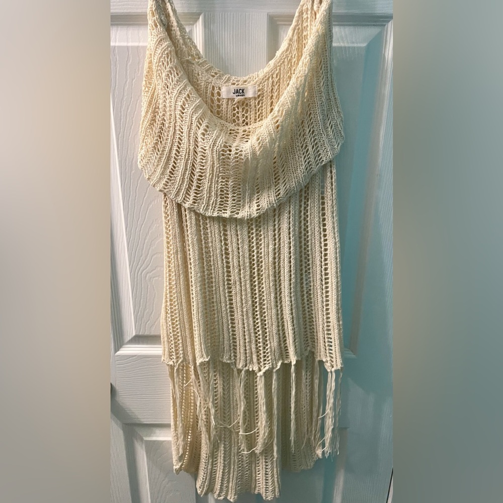 Jack by BB Dakota Boho sweater fringe hemline, cowl neck tank Sz. M. Gently worn